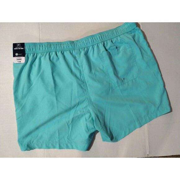 George Other - George Mens Aqua Blue Swim Shorts Trunks Above the Knee Elastic Waist 2XL